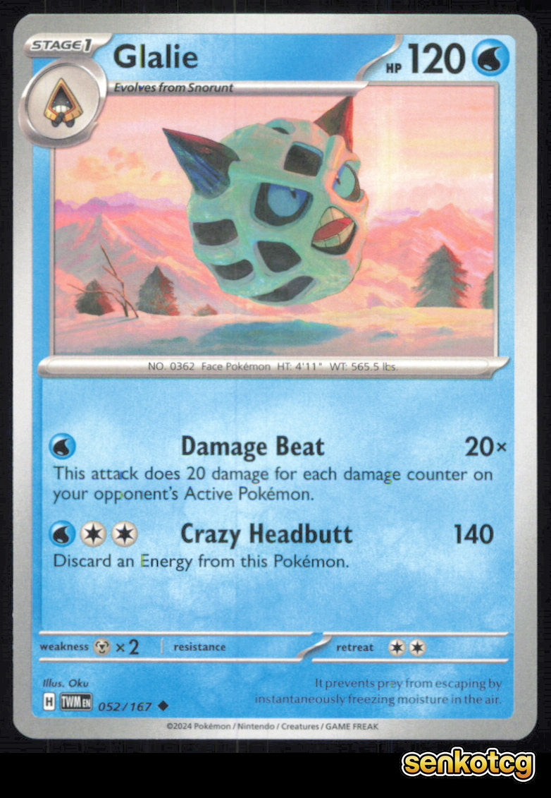 🎴 Glalie 052/167 Uncommon Twilight Masquerade NM