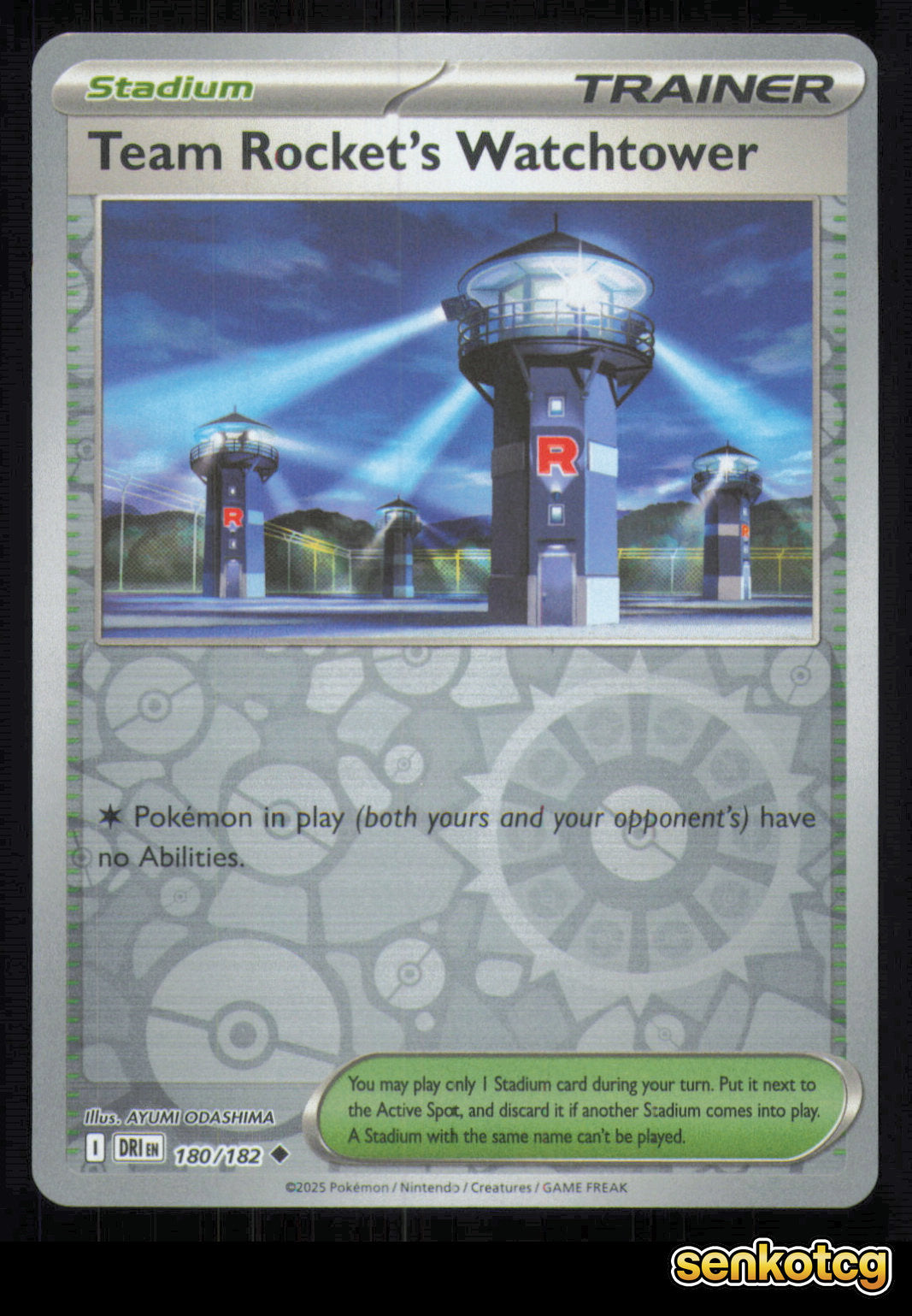 🎴 Team Rocket's Watchtower 180/182 Reverse Holo Destined Rivals NM 🎨 ODASHIMA