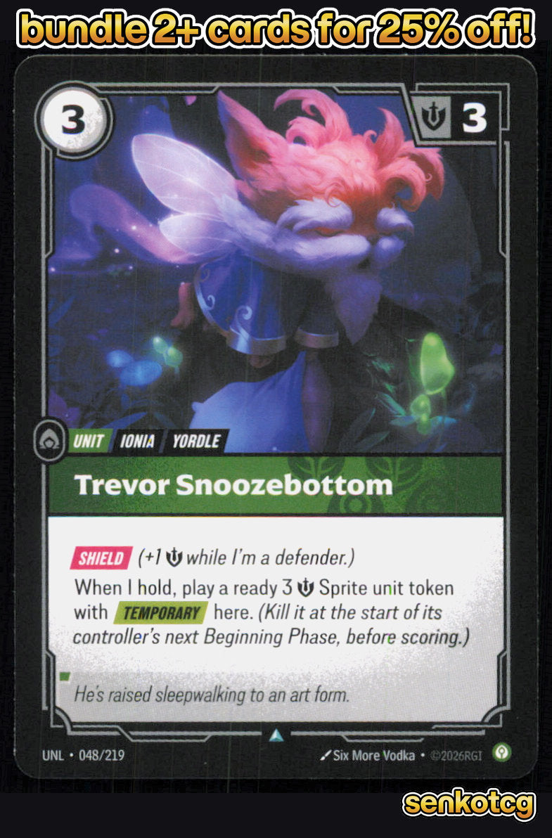 🎴 Trevor Snoozebottom 048/219 Uncommon Unleashed NM