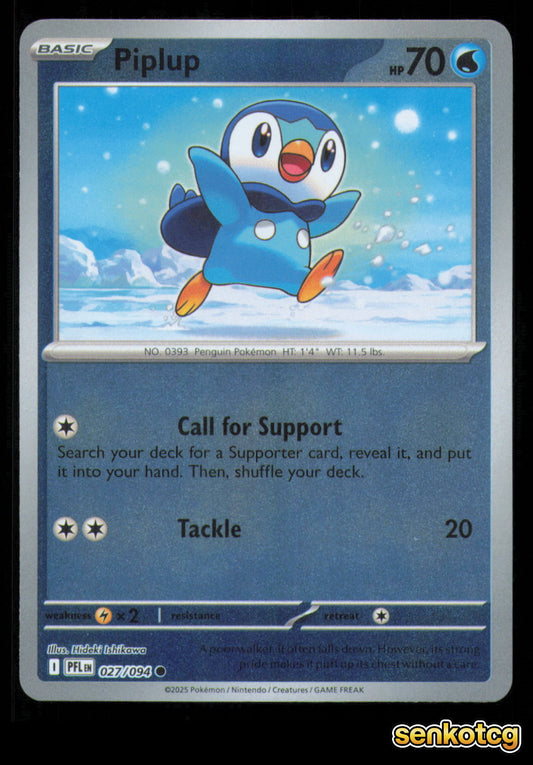 🎴 Piplup 027/094 Reverse Holo Phantasmal Flames NM 🎨 Ishikawa