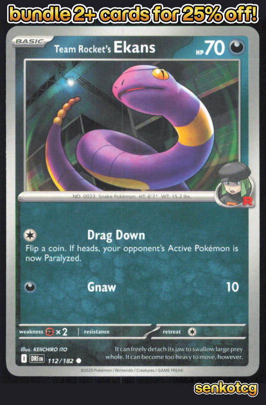 🎴 Team Rocket's Ekans 112/182 Common Destined Rivals NM
