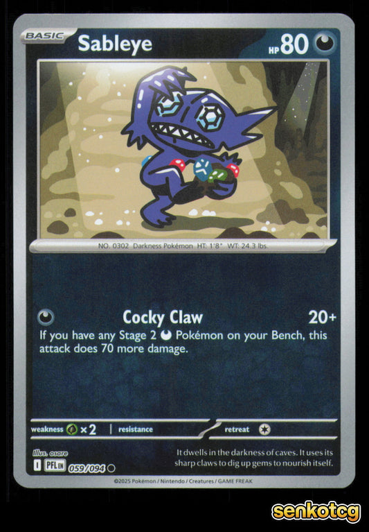 🎴 Sableye 059/094 Reverse Holo Phantasmal Flames NM 🎨 osare
