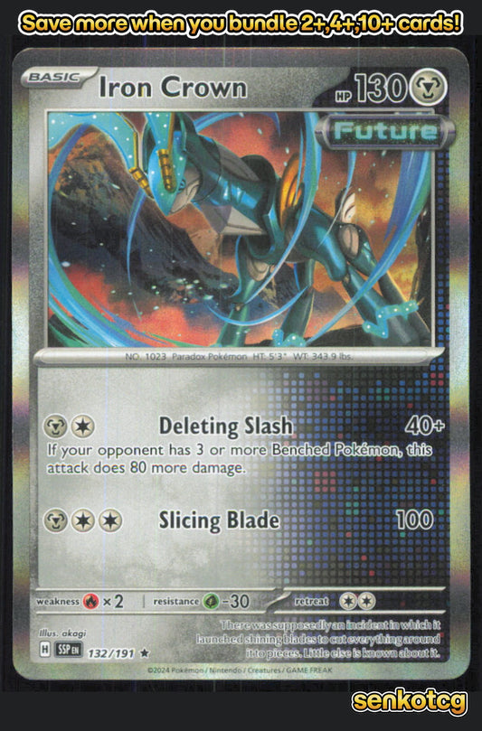 🎴 Iron Crown 132/191 Rare Holo Surging Sparks NM 🎨 akagi