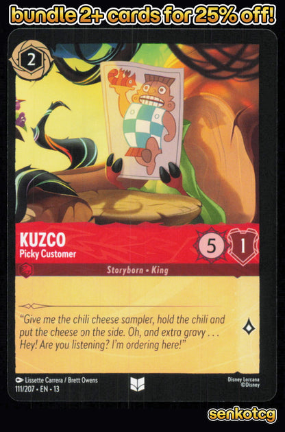 🎴 Kuzco - Picky Customer 111/204 Uncommon Attack of the Vine! NM