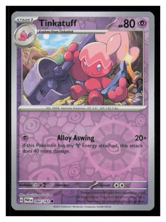 🎴 Tinkatuff 084/182 Reverse Holo Paradox Rift Pokemon NM