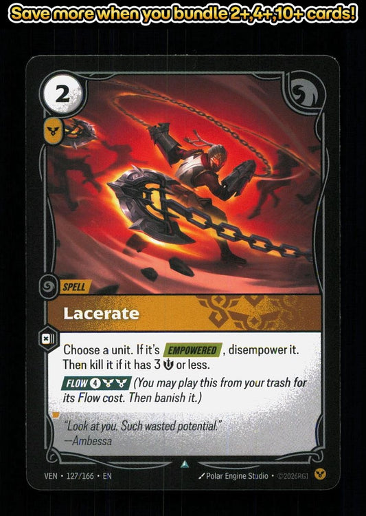🎴 Lacerate 127/166 Uncommon Vendetta NM 🎨 Studio