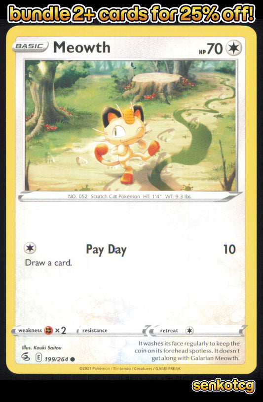 🎴 Meowth 199/264 Common Fusion Strike NM