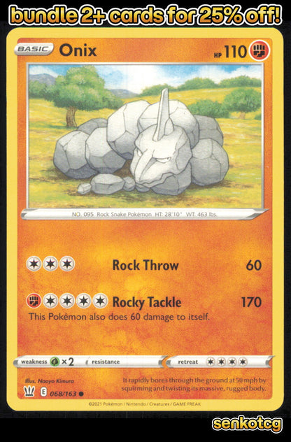 🎴 Onix 068/163 Common Battle Styles NM