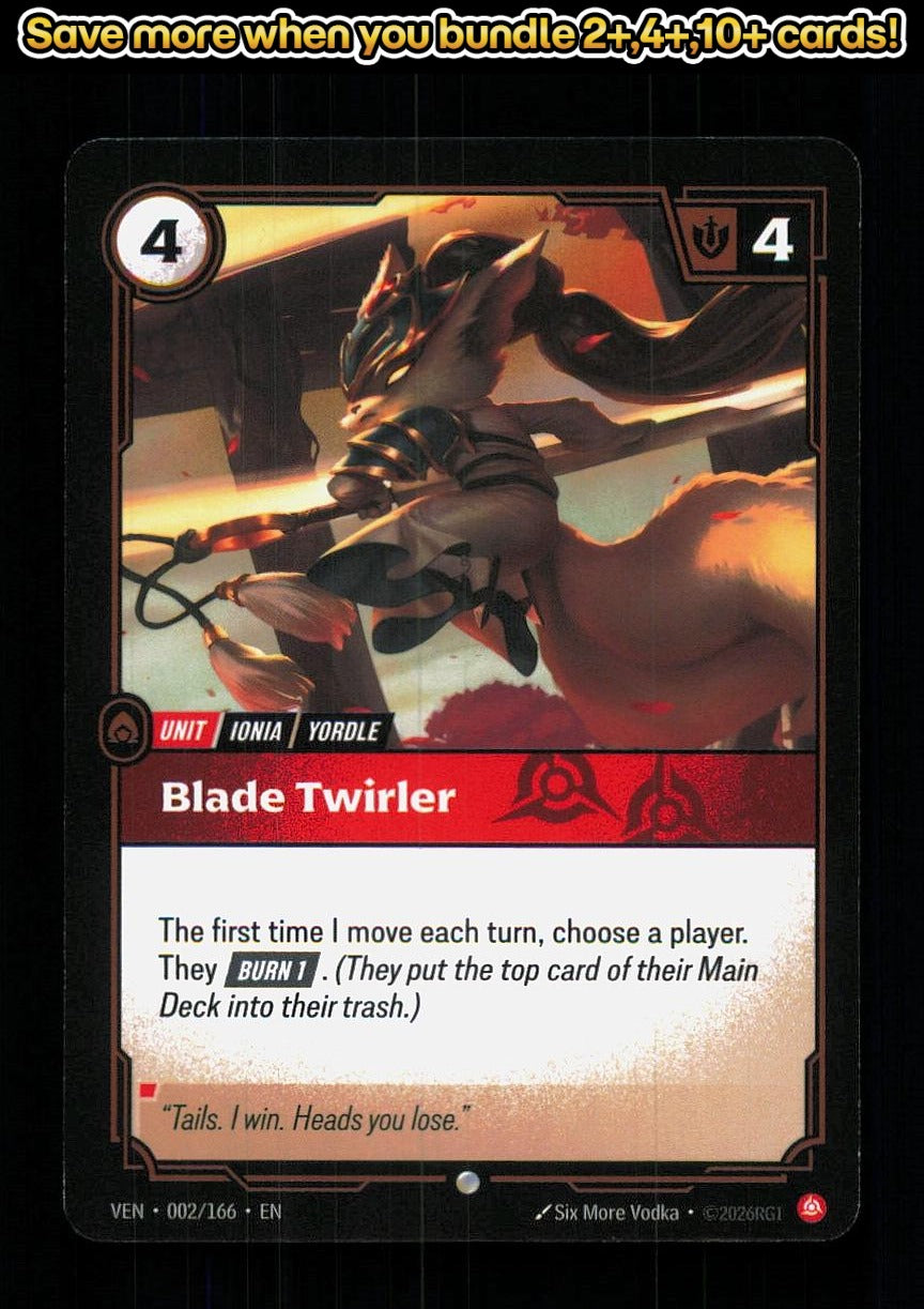 🎴 Blade Twirler 002/166 Common Vendetta NM 🎨 Vodka