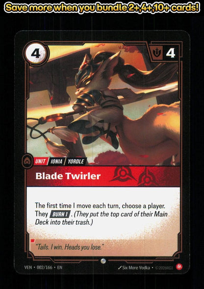 🎴 Blade Twirler 002/166 Common Vendetta NM 🎨 Vodka