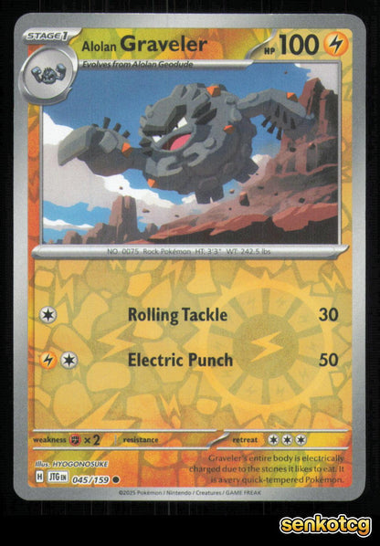 🎴 Alolan Graveler 045/159 Reverse Holo Journey Together NM 🎨 HYOGONOSUKE