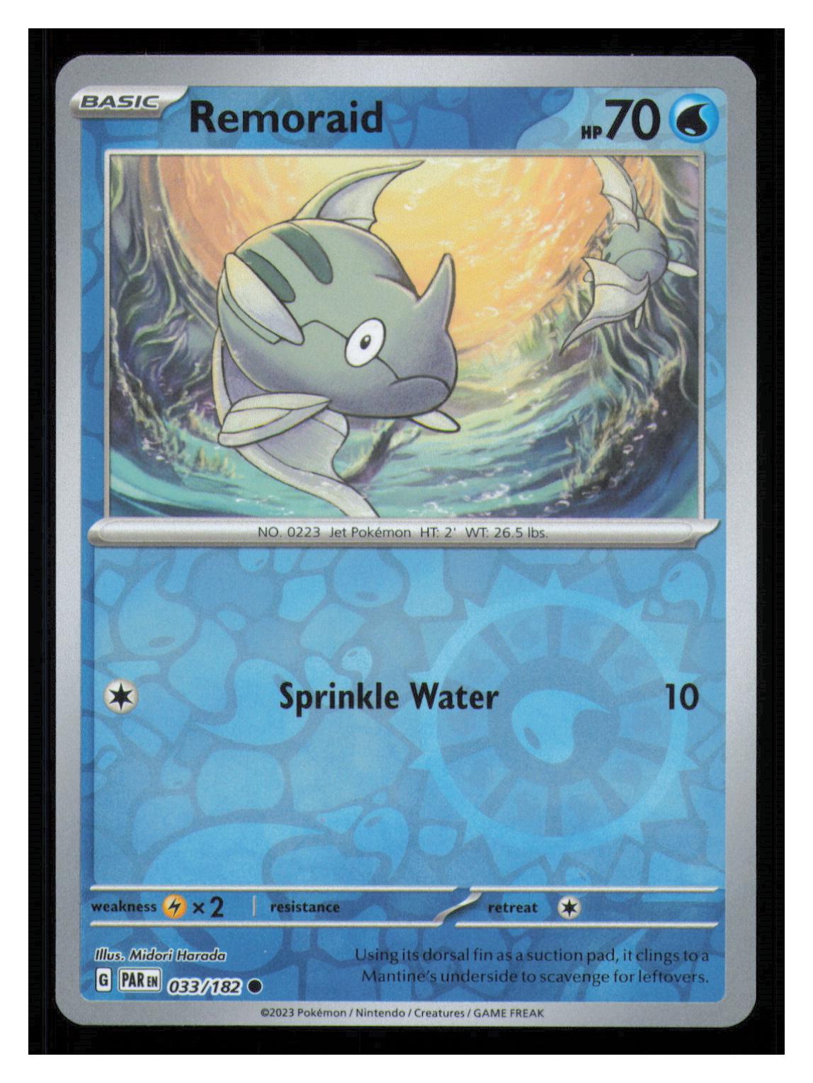 🎴 Remoraid 033/182 Reverse Holo Paradox Rift Pokemon NM