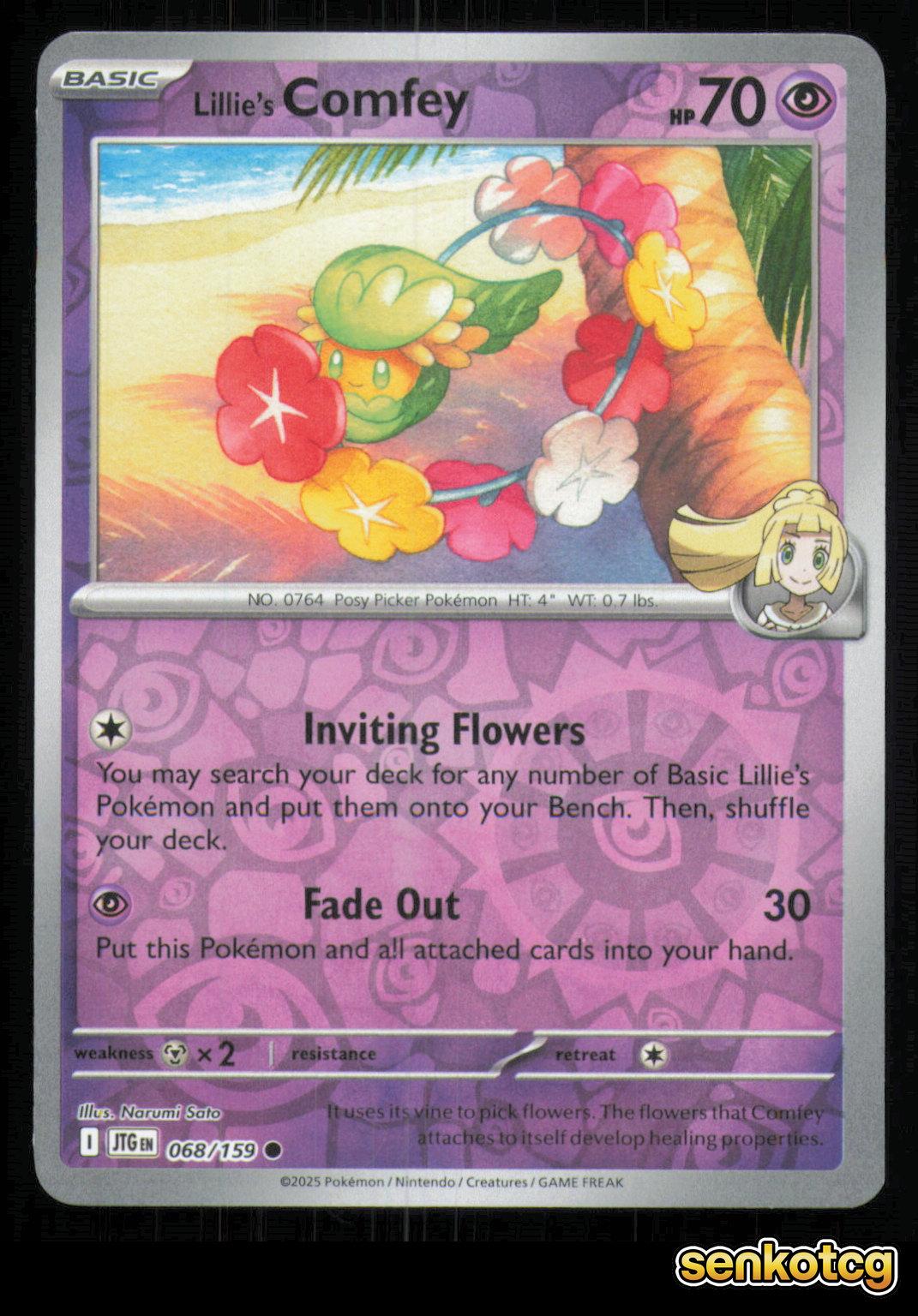 🎴 Lillie's Comfey 068/159 Reverse Holo Journey Together NM 🎨 Sato