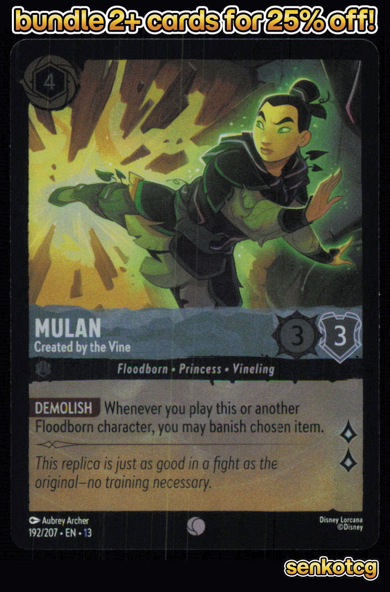🎴 Mulan - Created by the Vine 192/204 Common Cold Foil Attack of the Vine! NM