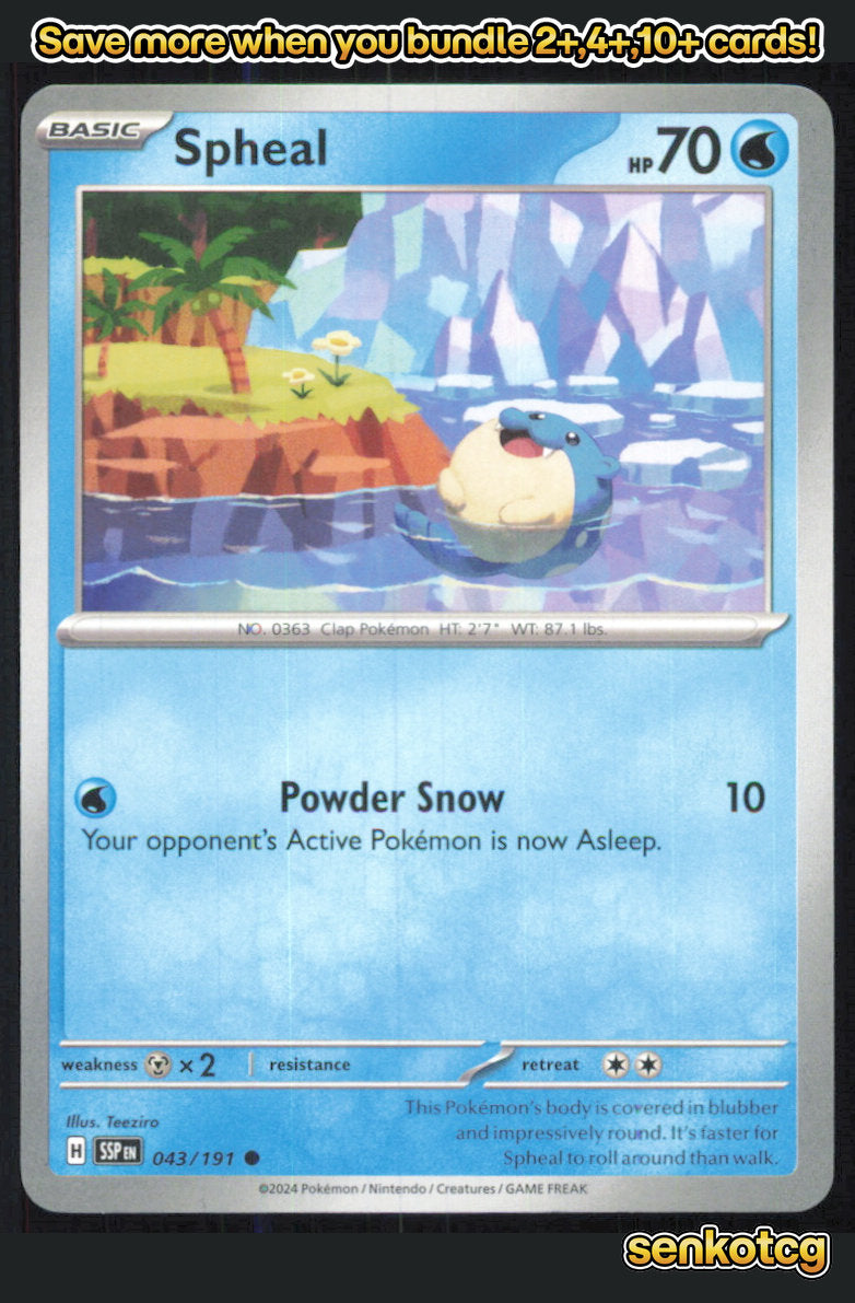 🎴 Spheal 043/191 Common Surging Sparks NM 🎨 Teeziro