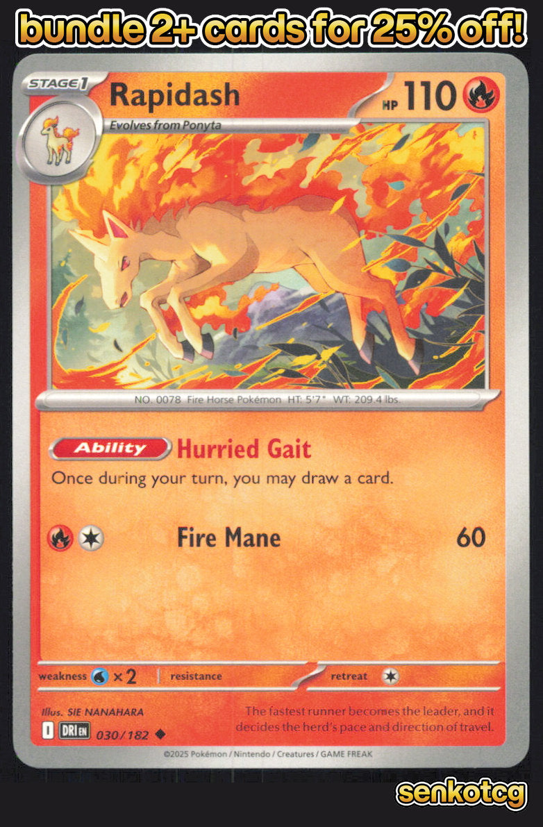 🎴 Rapidash 030/182 Uncommon Destined Rivals NM
