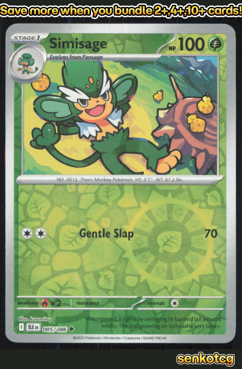 🎴 Simisage 005/086 Uncommon Reverse Holo Black Bolt NM 🎨 kurumitsu