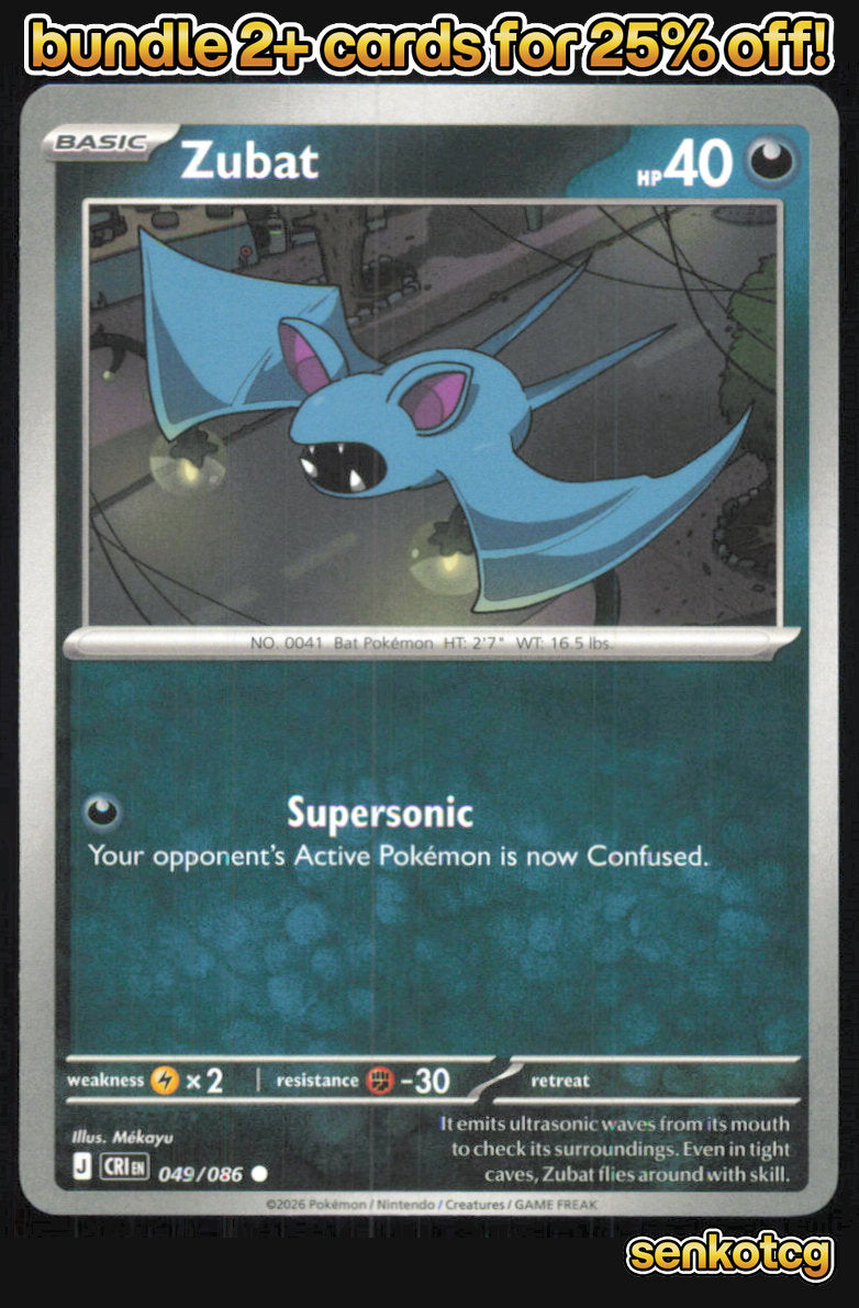 🎴 Zubat 049/086 Common Chaos Rising NM 🎨 Mv©kayu