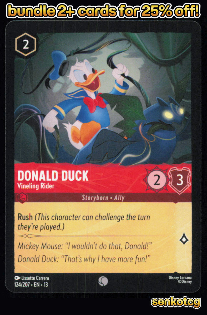 🎴 Donald Duck - Vineling Rider 124/204 Common Attack of the Vine! NM