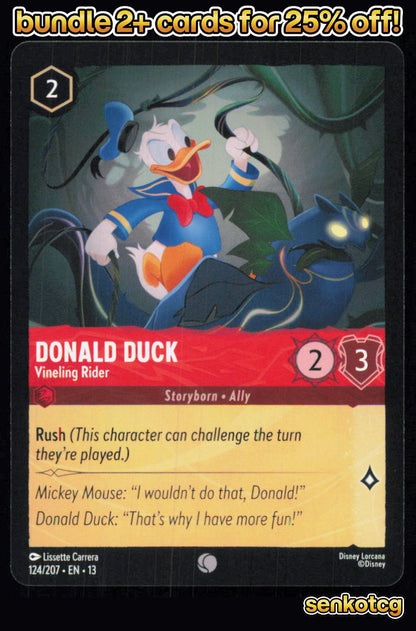 🎴 Donald Duck - Vineling Rider 124/204 Common Attack of the Vine! NM
