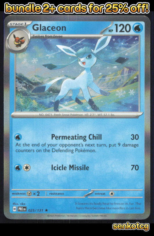 🎴 Glaceon 025/131 Rare Holo Prismatic Evolutions NM