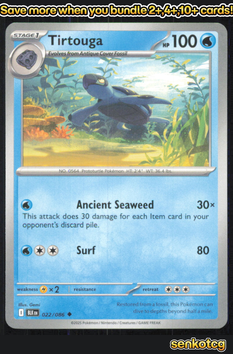 🎴 Tirtouga 022/086 Uncommon Black Bolt NM 🎨 Gemi