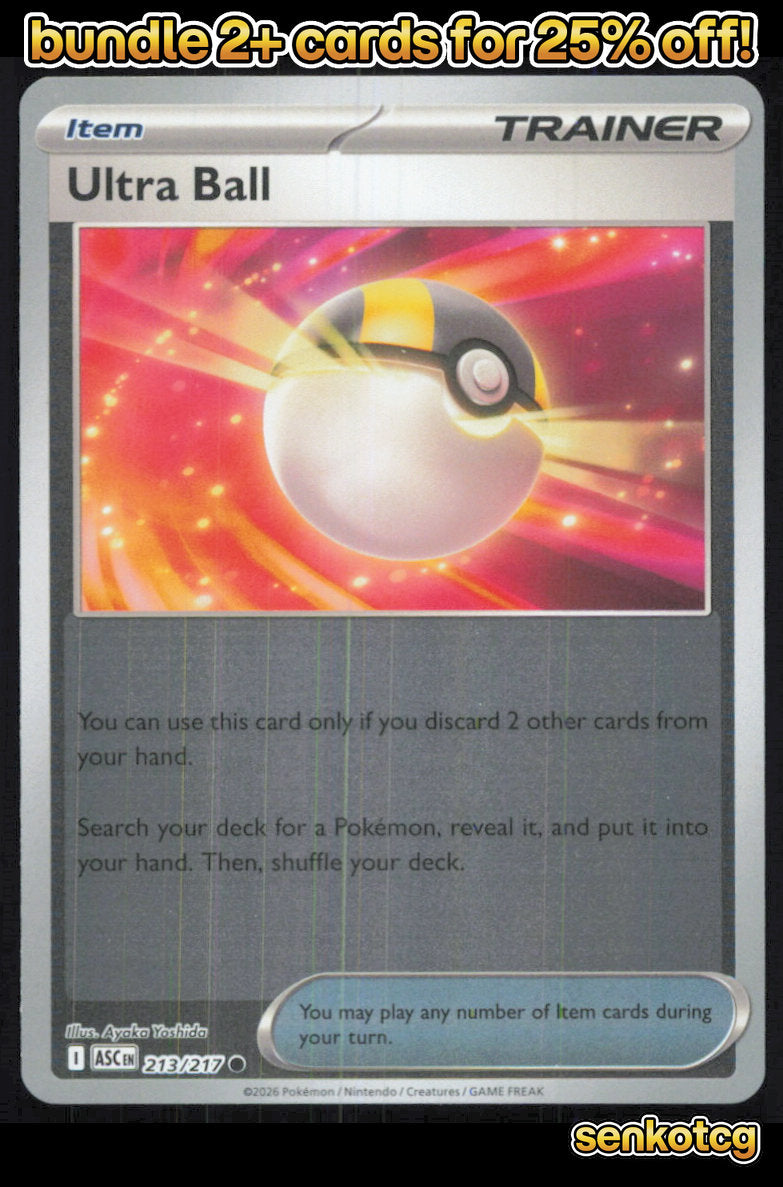 🎴 Ultra Ball 213/217 Common Reverse Holo ASC Ascended Heroes NM