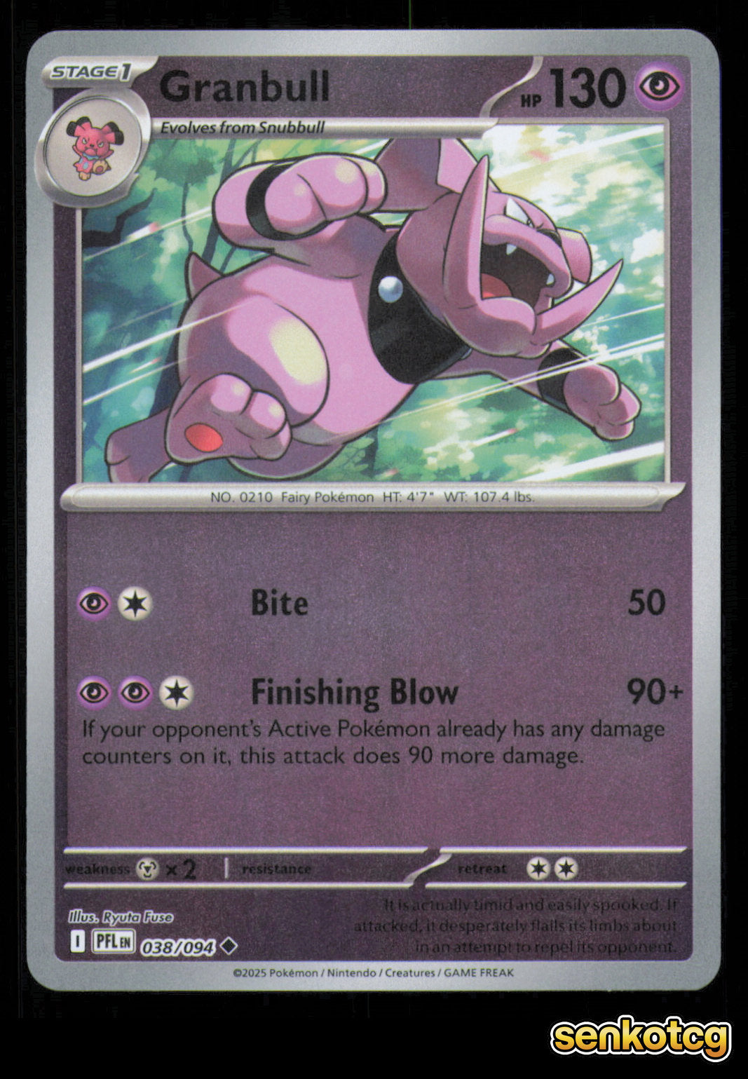 🎴 Granbull 038/094 Reverse Holo Phantasmal Flames NM 🎨 Fuse