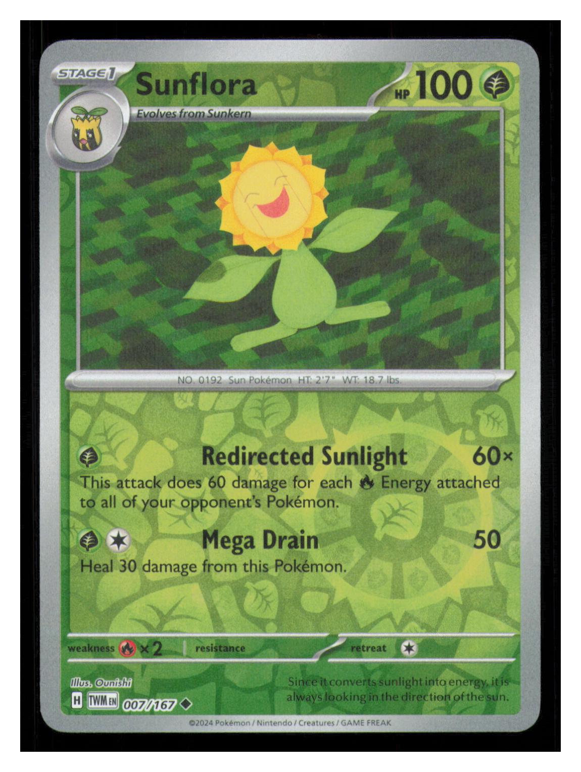 🎴 Sunflora 007/167 Reverse Holo Twilight Masquerade NM 🎨 Ounishi