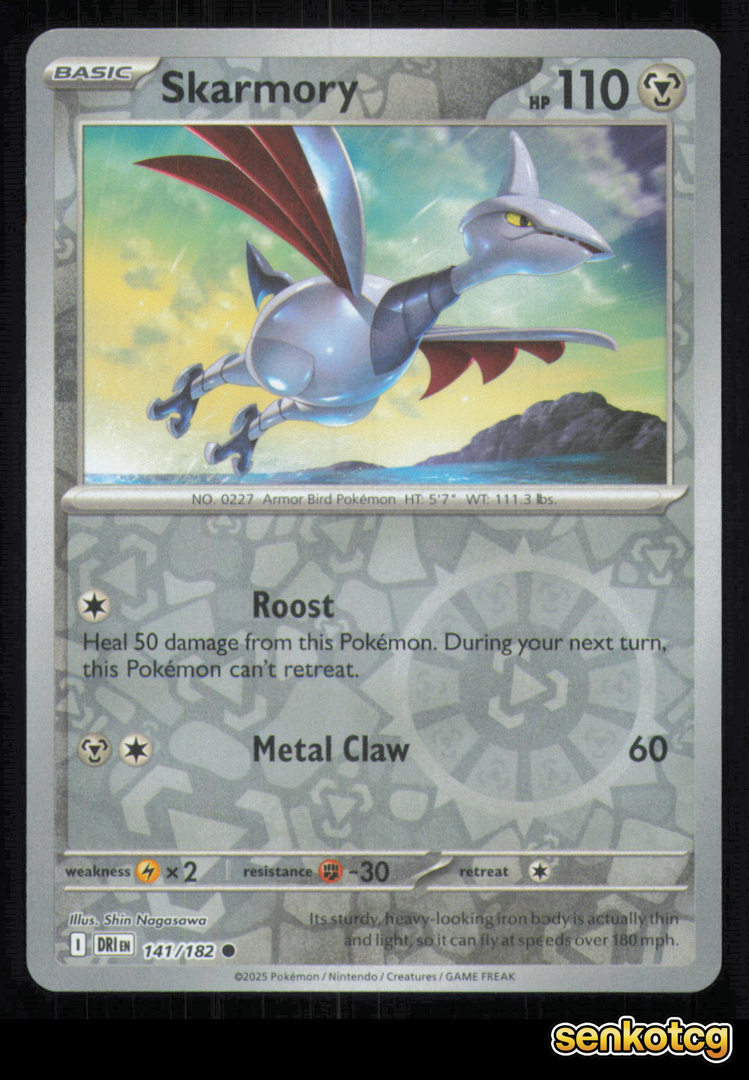 🎴 Skarmory 141/182 Reverse Holo Destined Rivals NM 🎨 Nagasawa