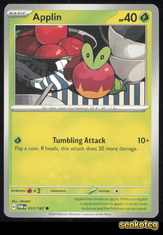 🎴 Applin 017/167 Common Twilight Masquerade NM