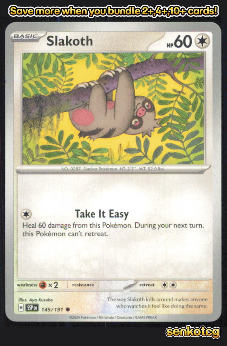 🎴 Slakoth 145/191 Common Surging Sparks NM 🎨 Kusube