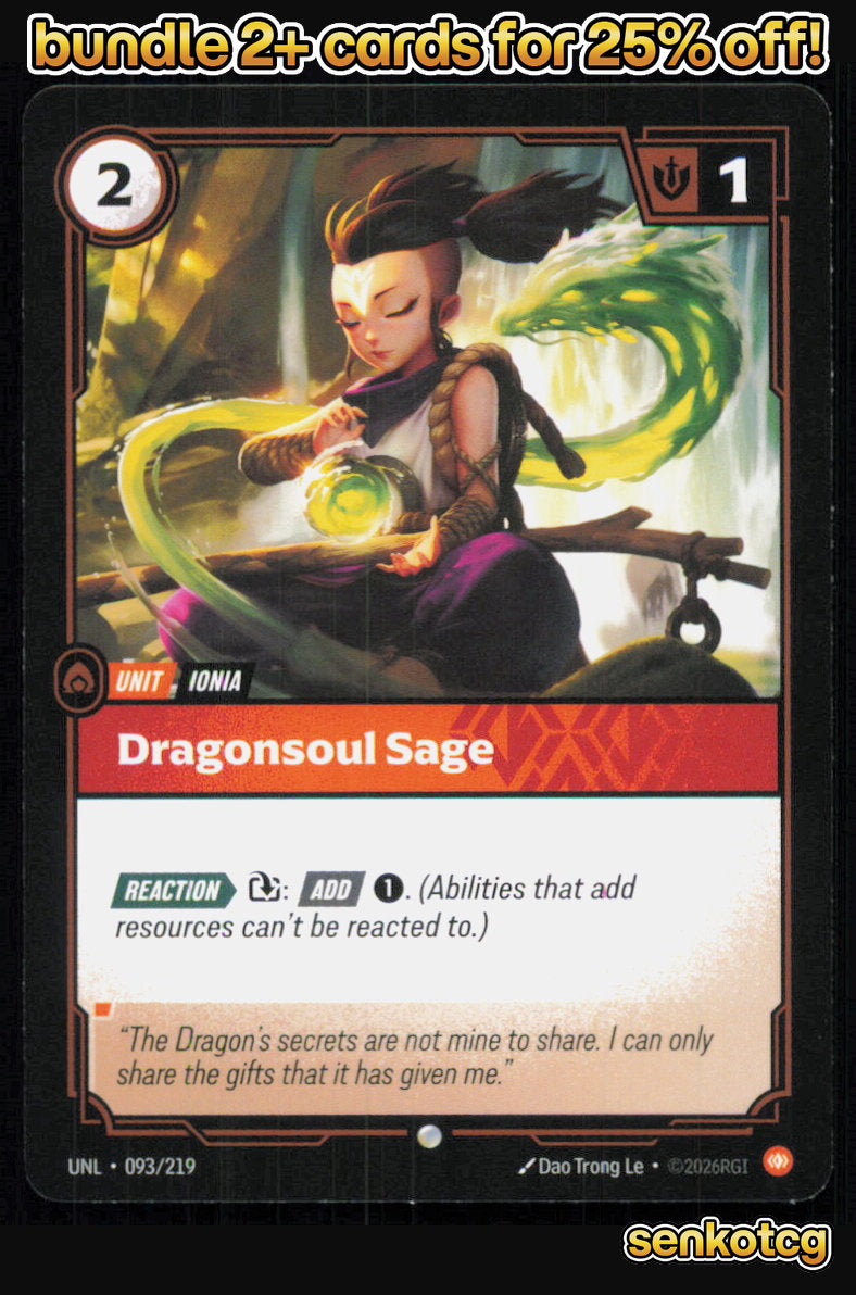 🎴 Dragonsoul Sage 093/219 Common Unleashed NM