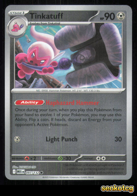 🎴 Tinkatuff 097/132 Common Reverse Holo Mega Evolution NM