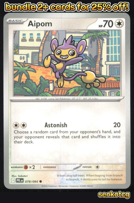 🎴 Aipom 078/094 Common Phantasmal Flames NM