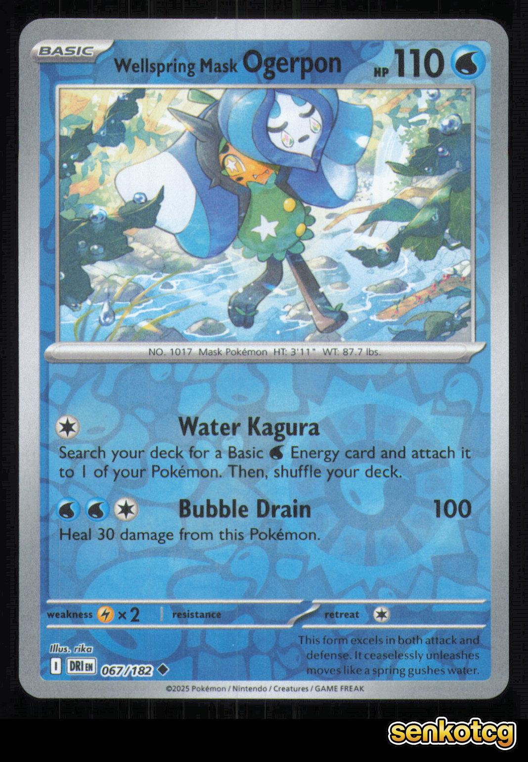 🎴 Wellspring Mask Ogerpon 067/182 Reverse Holo Destined Rivals NM 🎨 rika