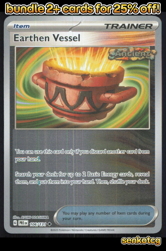 🎴 Earthen Vessel 106/131 Uncommon Reverse Holo Prismatic Evolutions NM