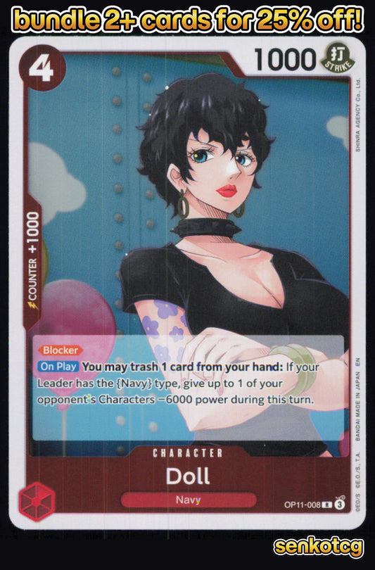 🎴 Doll OP11-008 Rare Foil A Fist of Divine Speed NM
