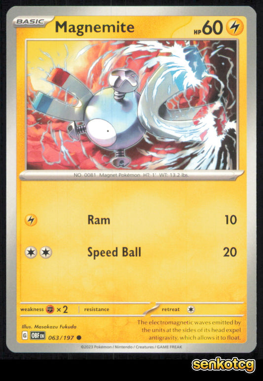 🎴 Magnemite 063/197 Common Obsidian Flames NM