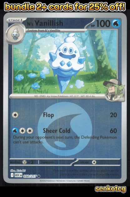 🎴 N's Vanillish (Energy Symbol) 050/217 Reverse Holo ASC Ascended Heroes NM