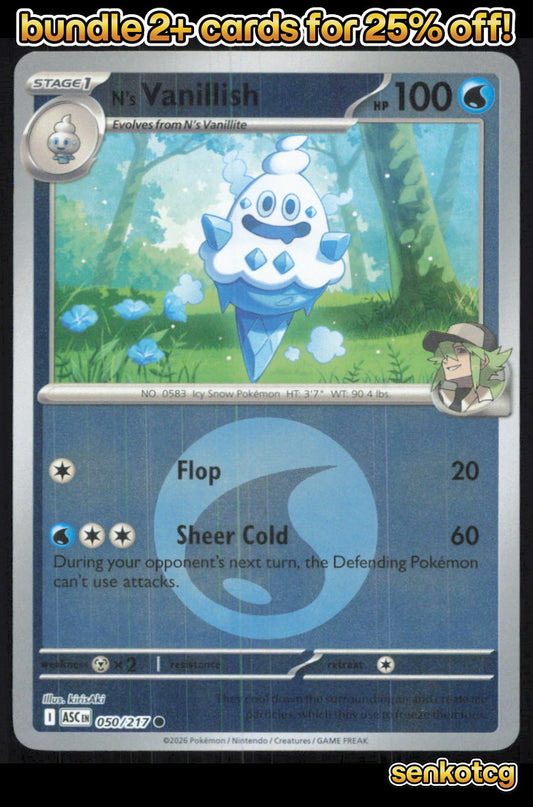 🎴 N's Vanillish (Energy Symbol) 050/217 Reverse Holo ASC Ascended Heroes NM