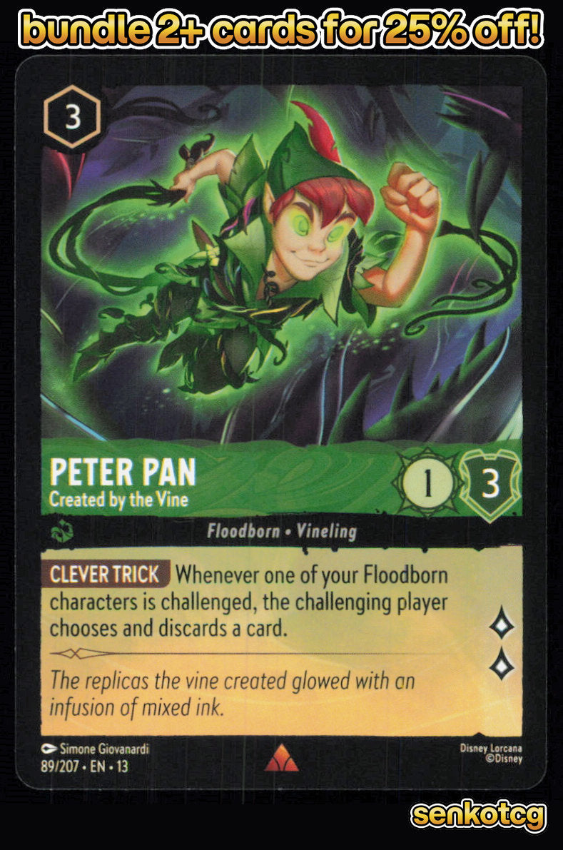 🎴 Peter Pan - Created by the Vine 89/204 Rare Attack of the Vine! NM