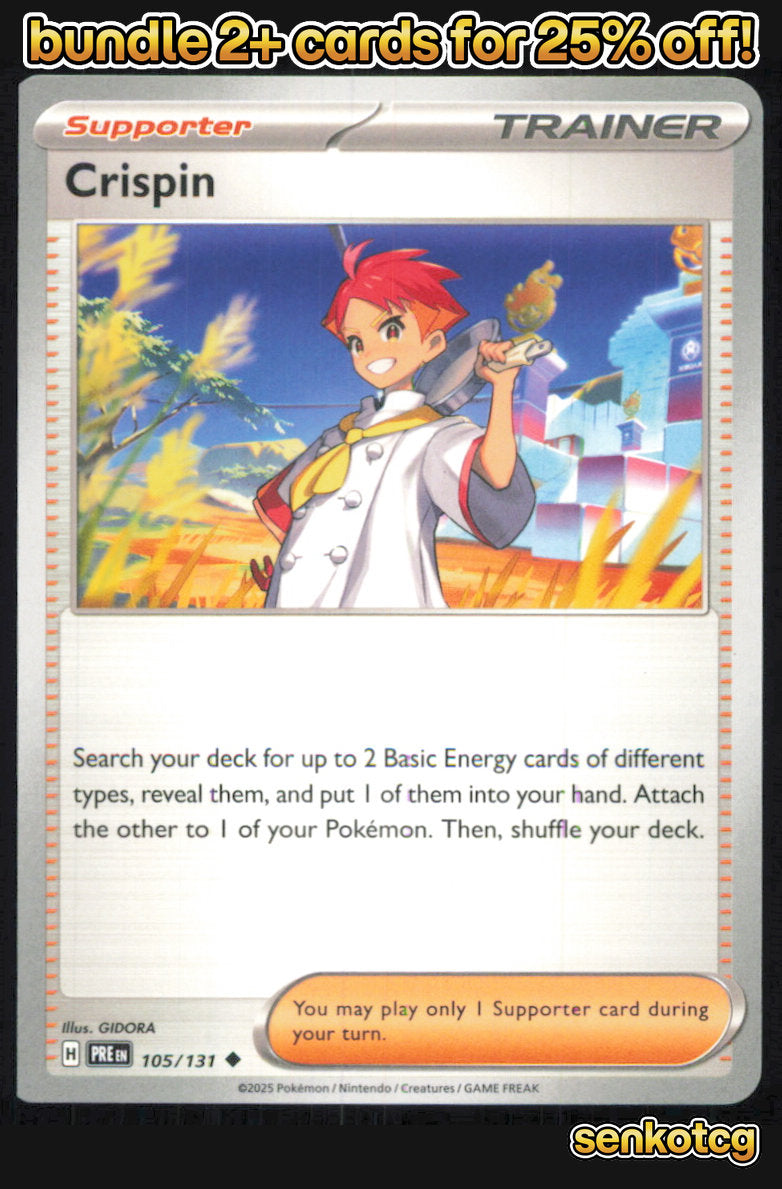 🎴 Crispin 105/131 Uncommon Prismatic Evolutions NM 🎨 Tomowaka