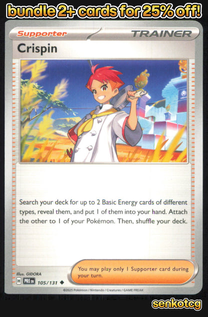 🎴 Crispin 105/131 Uncommon Prismatic Evolutions NM 🎨 Tomowaka