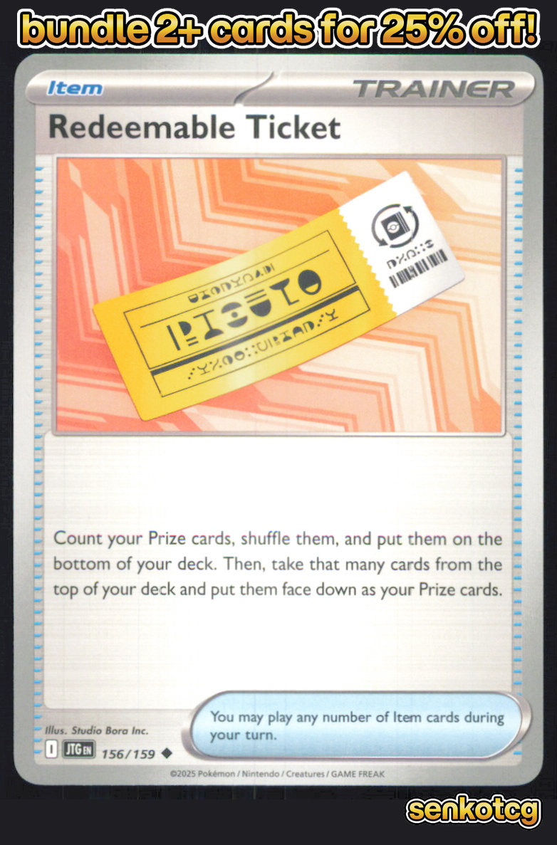 🎴 Redeemable Ticket 156/159 Uncommon Journey Together NM
