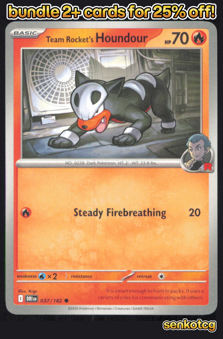 🎴 Team Rocket's Houndour 037/182 Common Destined Rivals NM