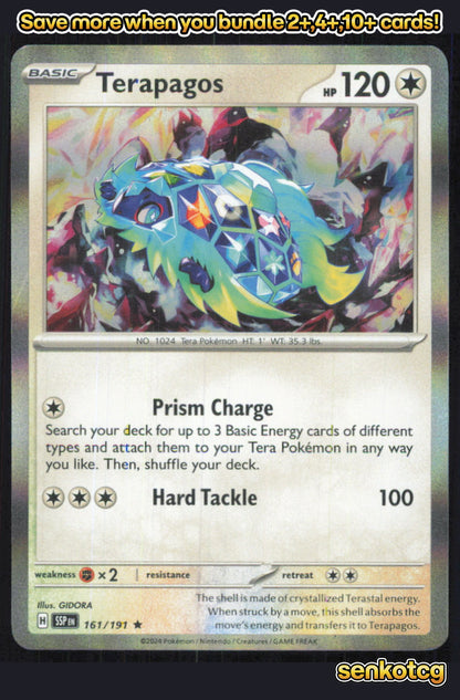 🎴 Terapagos 161/191 Rare Holo Surging Sparks NM 🎨 GIDORA