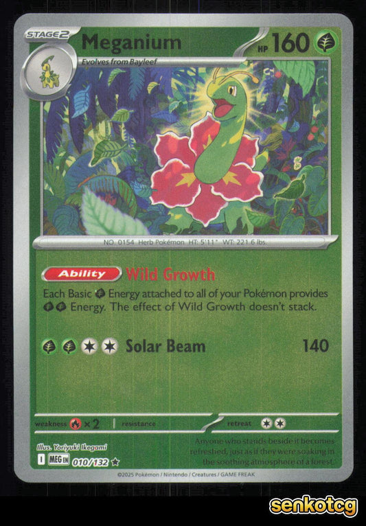 🎴 Meganium 010/132 Rare Reverse Holo Mega Evolution NM