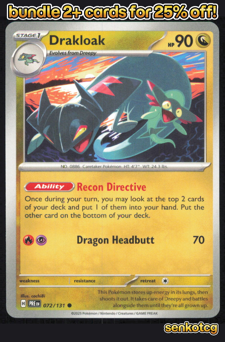 🎴 Drakloak 072/131 Common Prismatic Evolutions NM 🎨 cochi8i