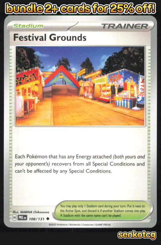 🎴 Festival Grounds 108/131 Uncommon Prismatic Evolutions NM 🎨 Chikazawa